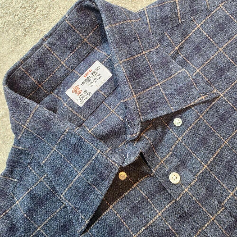 Turnbull & Asser Button Up Shirt Mens XL Blue Check Flannel Long Sleeve Casual